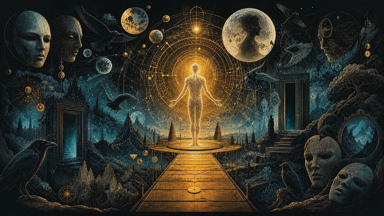 A luminous astral body connected to the physical body during a safe projection and surrounded by protective light