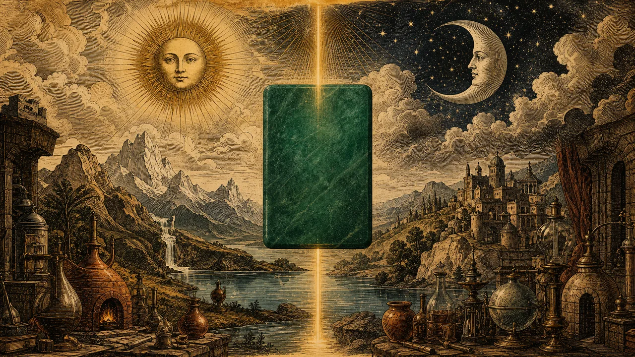 Emerald Tablet among symbols of the Sun, Moon, heaven and earth
