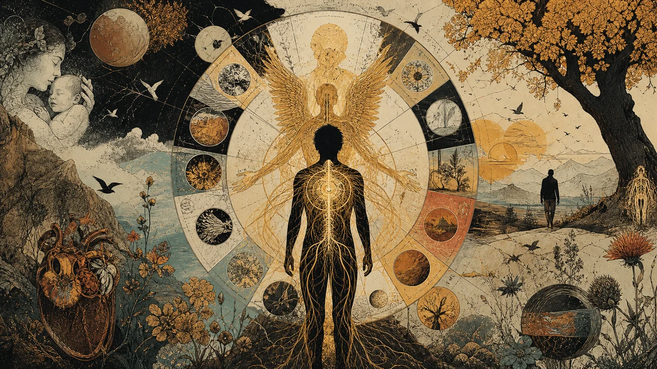Person before a circular calendar divided into 72 angelic periods