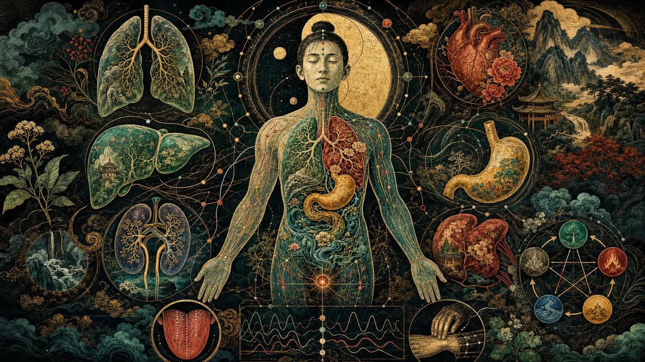 Surrealist montage about the fundamentals of Traditional Chinese Medicine, its organs, emotions, and diagnosis