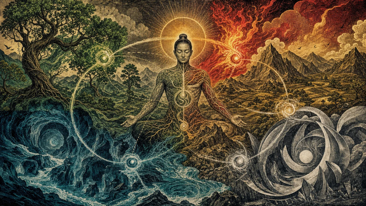 Surrealist representation of the Five Phases of Chinese Medicine