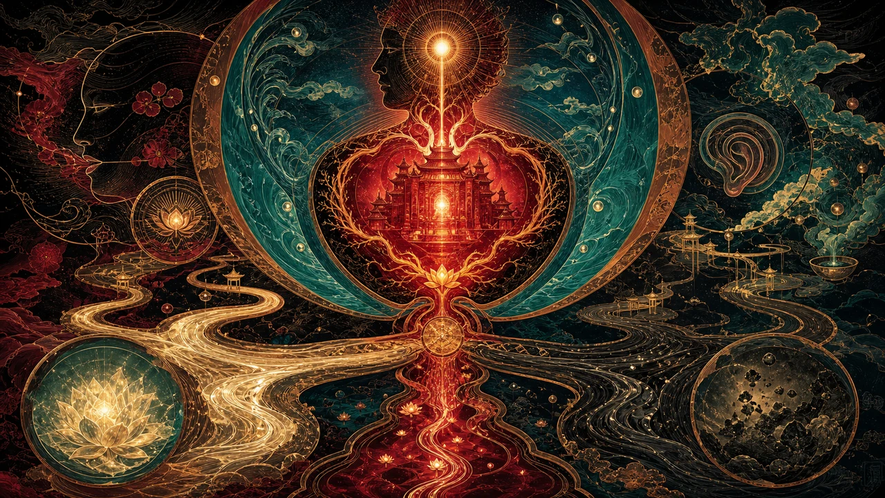 A surreal representation of the functions of the Heart, Pericardium and Small Intestine in Chinese Medicine