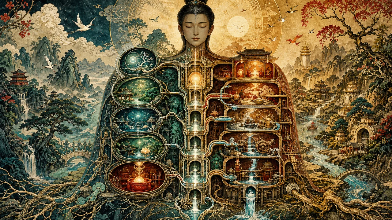 Surrealist representation of the Zang organs and Fu viscera as complementary systems in Chinese Medicine