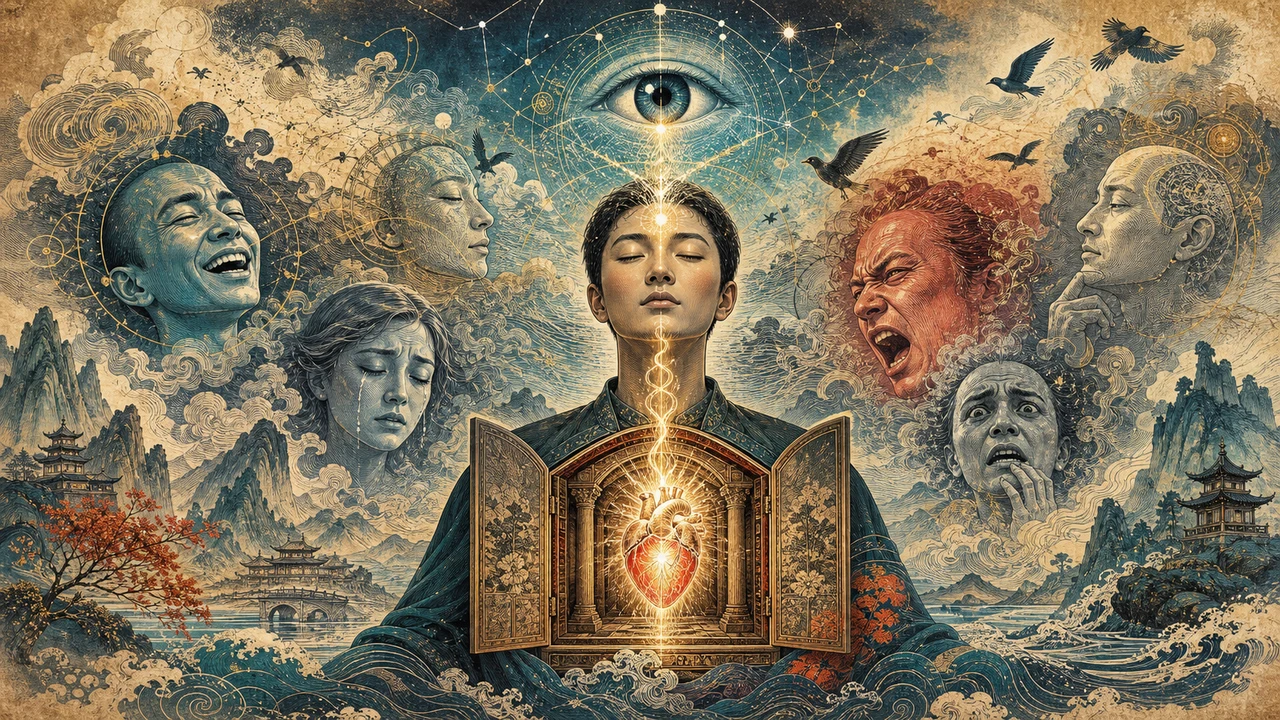 Surrealist representation of Shen connected to the Heart, consciousness, and emotions in Chinese Medicine